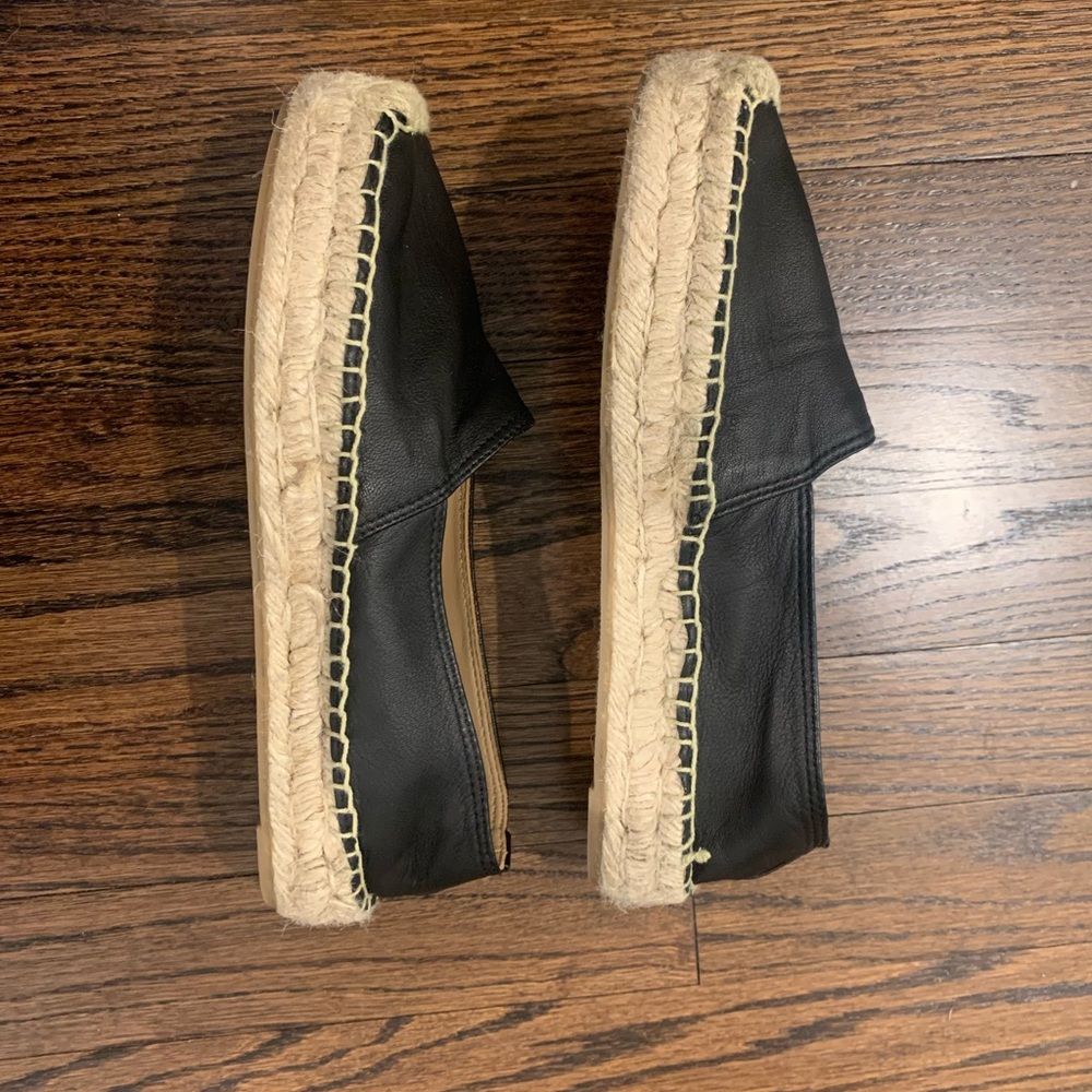 Ralph Lauren Black Calfskin Espadrille Flats, 7.5